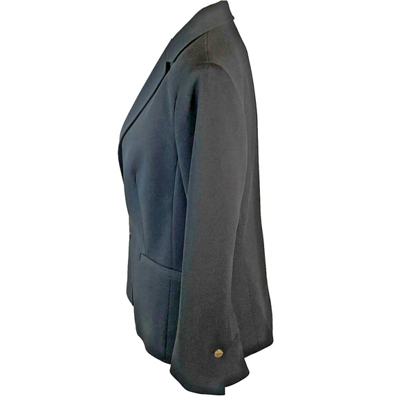 Anne Klein SMALL Blazer One-Snap Jacket Black Gold Buttons Lined 10702140-169 - Picture 2 of 11
